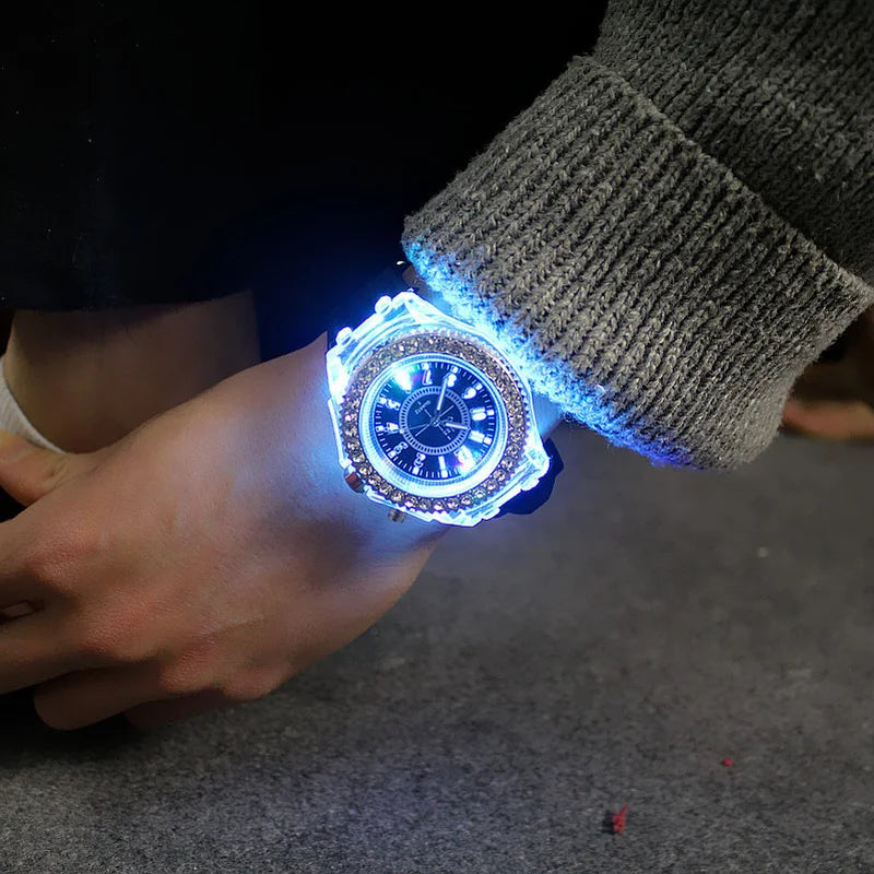 Reloj LED Infantil/Unisex – Silicona con Detalles de Brillo