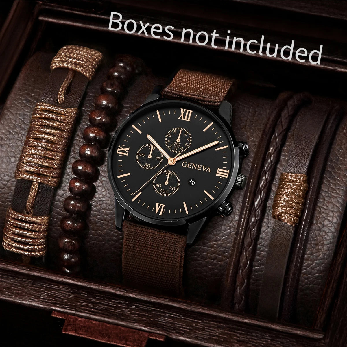 Set de Relojes y Pulseras para Hombre – Estilo Casual y Moderno (4/5 piezas)