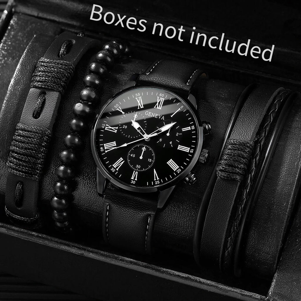 Set de Relojes y Pulseras para Hombre – Estilo Casual y Moderno (4/5 piezas)