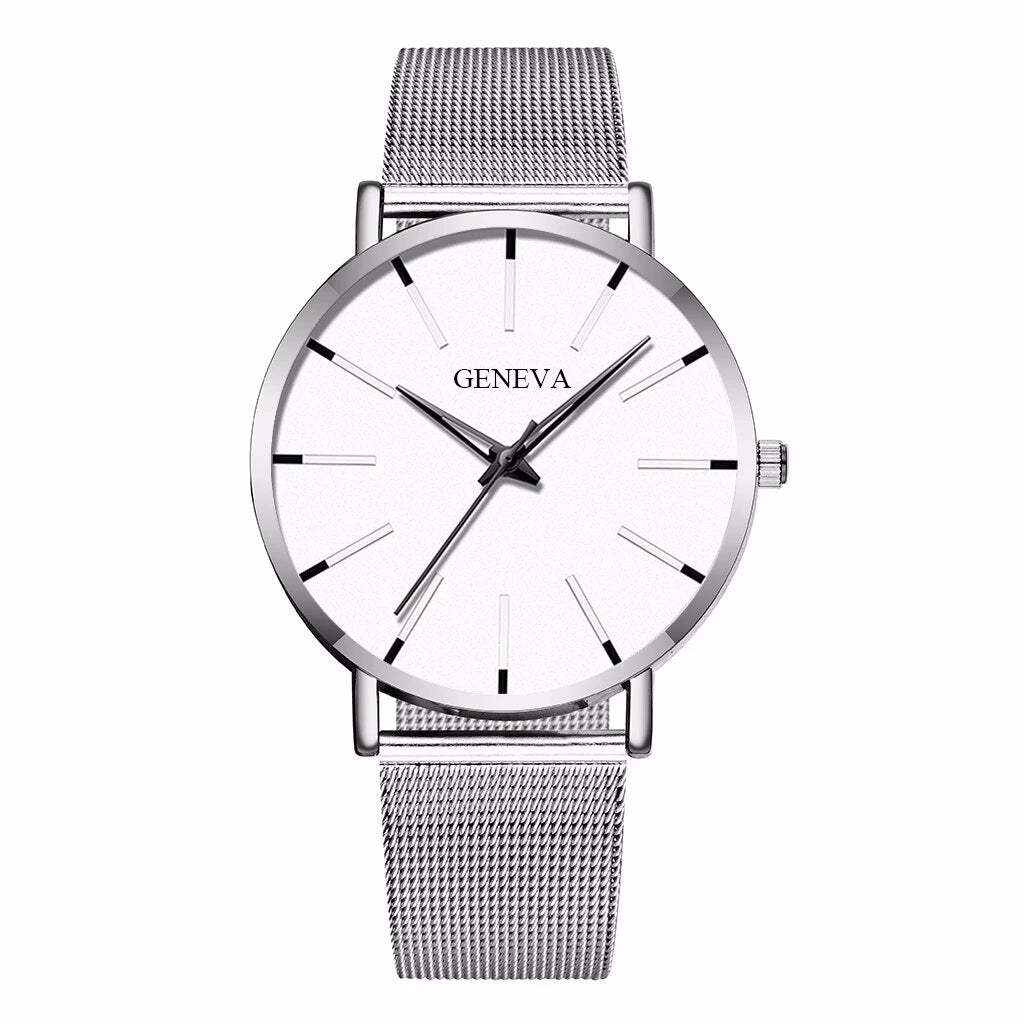 Fashion Men Business Watches Simple Ultra Thin Mesh Belt Male's Analog Quartz Wristwatch Reloj Hombre