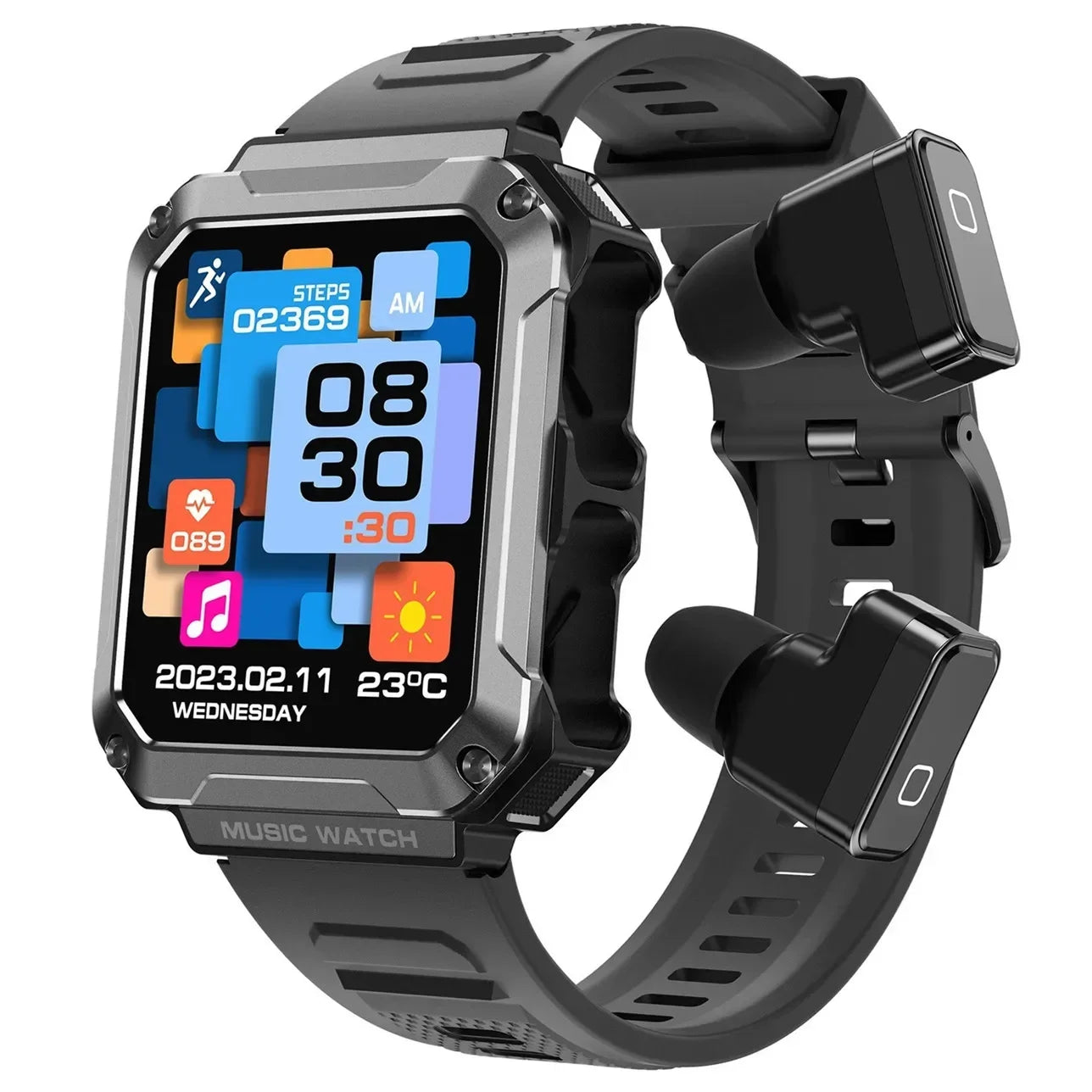 Smartwatch Deportivo 2 en 1 con Auriculares Bluetooth – Pantalla HD 1.96”