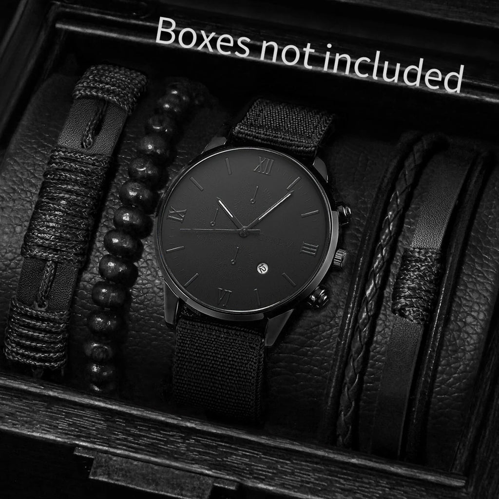 Set de Relojes y Pulseras para Hombre – Estilo Casual y Moderno (4/5 piezas)