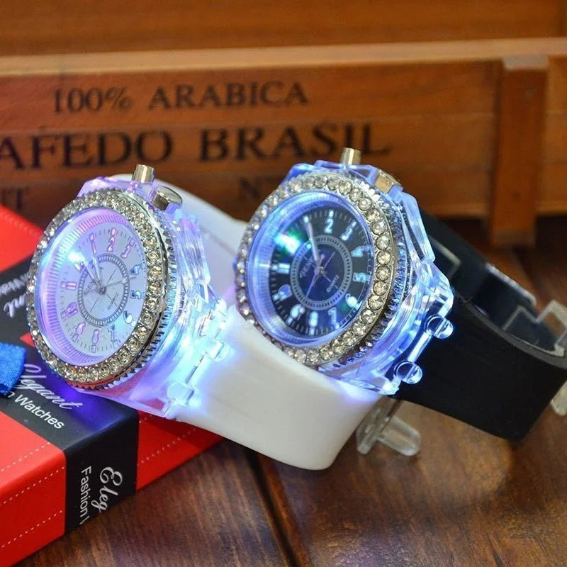 Reloj LED Infantil/Unisex – Silicona con Detalles de Brillo