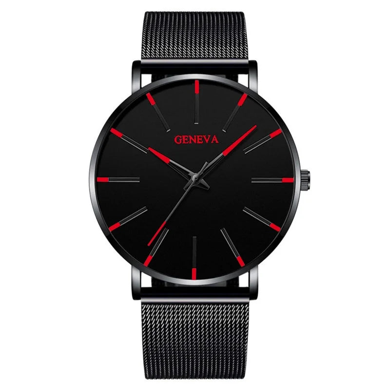 Fashion Men Business Watches Simple Ultra Thin Mesh Belt Male's Analog Quartz Wristwatch Reloj Hombre