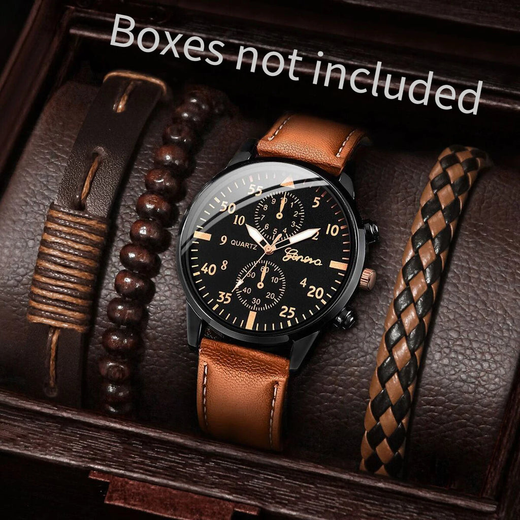 Set de Relojes y Pulseras para Hombre – Estilo Casual y Moderno (4/5 piezas)