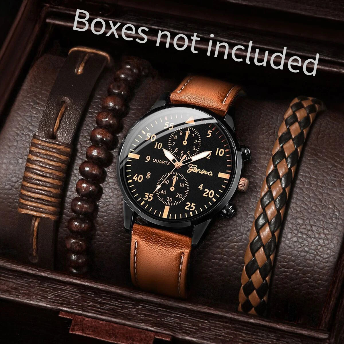 Set de Relojes y Pulseras para Hombre – Estilo Casual y Moderno (4/5 piezas)