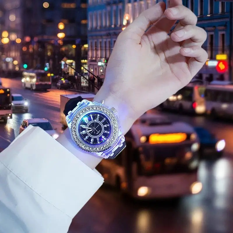 Reloj LED Infantil/Unisex – Silicona con Detalles de Brillo