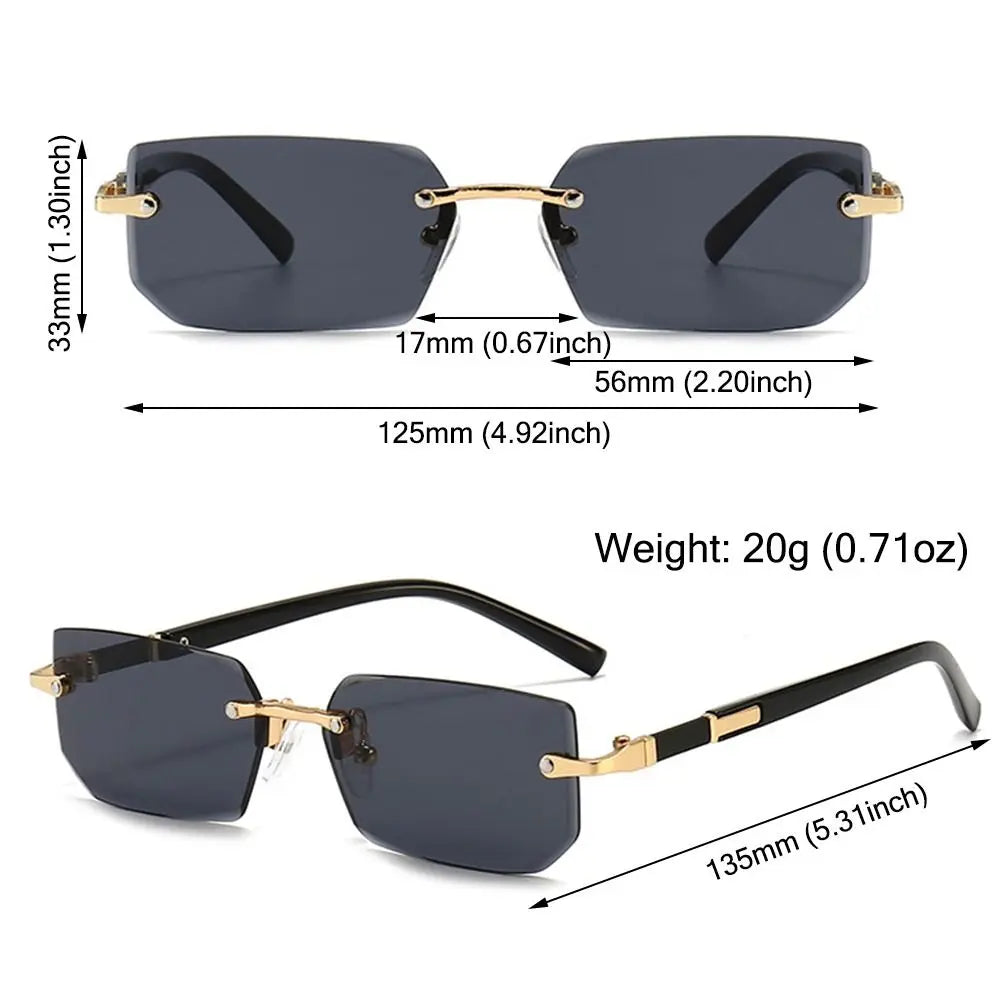 Gafas de Sol Rectangulares Sin Montura – Estilo Minimalista Unisex UV400