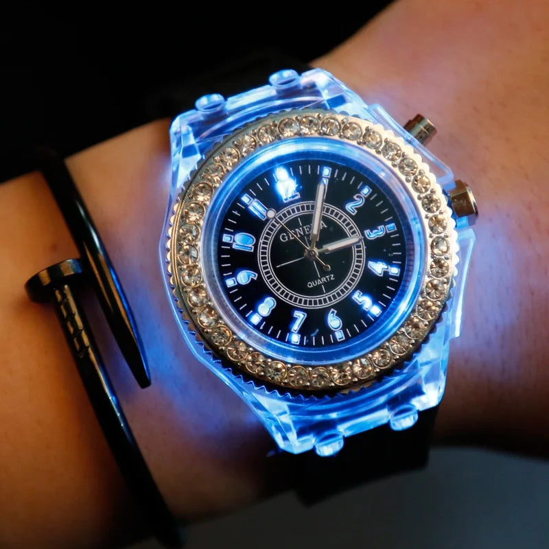 Reloj LED Infantil/Unisex – Silicona con Detalles de Brillo