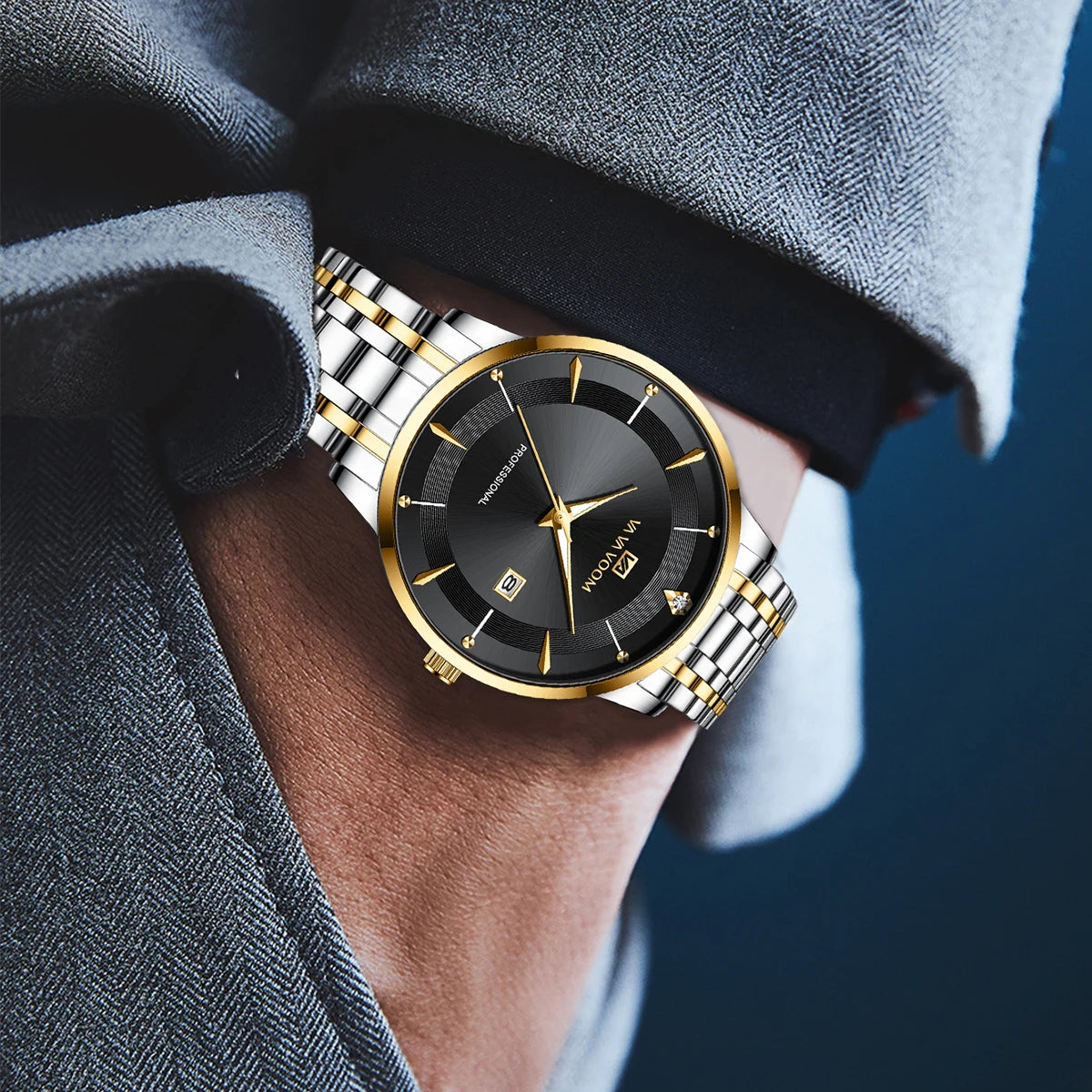 Reloj de Lujo para Hombre – Acero Inoxidable con Detalles en Cristal