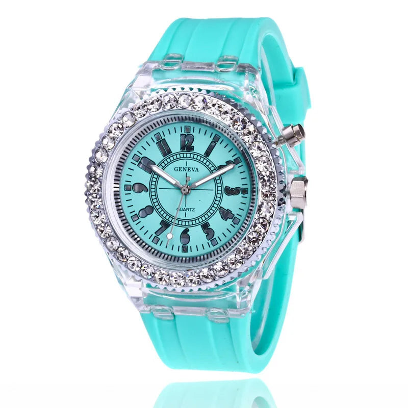 Reloj LED Infantil/Unisex – Silicona con Detalles de Brillo