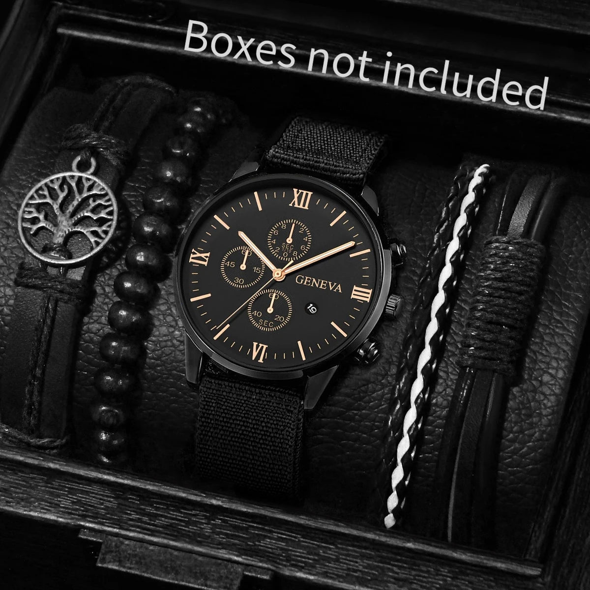 Set de Relojes y Pulseras para Hombre – Estilo Casual y Moderno (4/5 piezas)