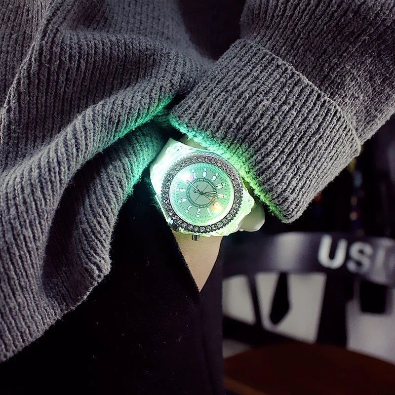Reloj LED Infantil/Unisex – Silicona con Detalles de Brillo
