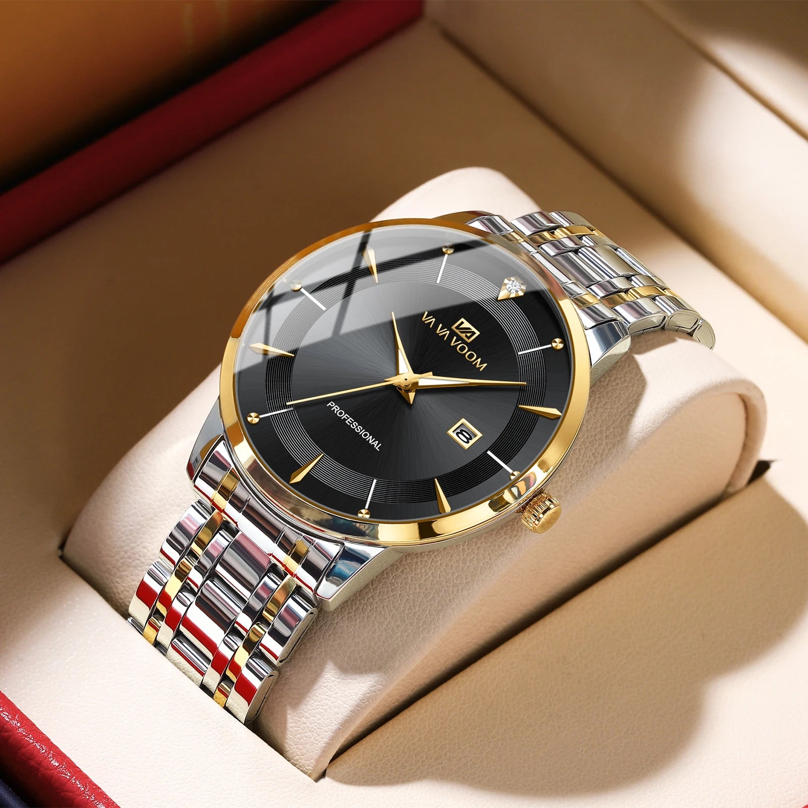 Reloj de Lujo para Hombre – Acero Inoxidable con Detalles en Cristal