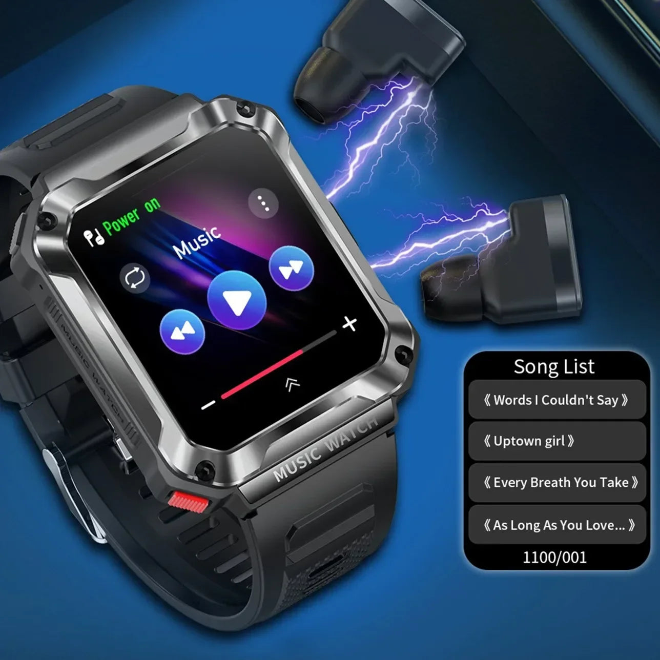 Smartwatch Deportivo 2 en 1 con Auriculares Bluetooth – Pantalla HD 1.96”
