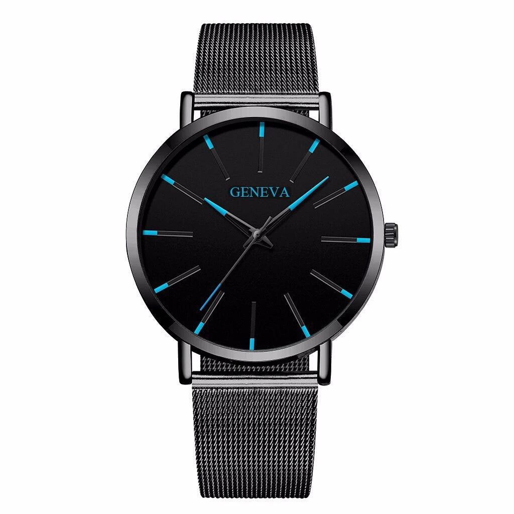 Fashion Men Business Watches Simple Ultra Thin Mesh Belt Male's Analog Quartz Wristwatch Reloj Hombre