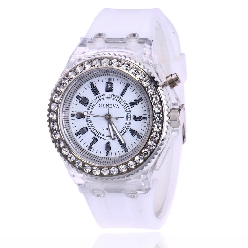 Reloj LED Infantil/Unisex – Silicona con Detalles de Brillo