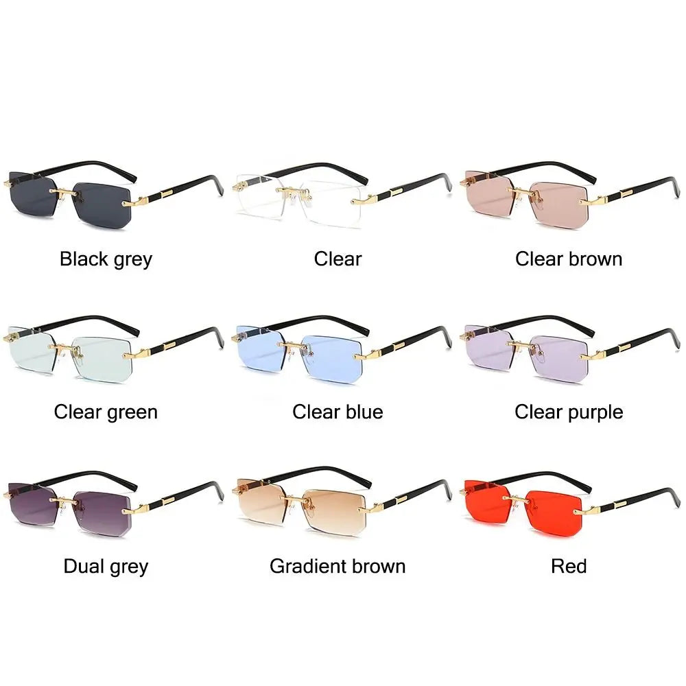 Gafas de Sol Rectangulares Sin Montura – Estilo Minimalista Unisex UV400