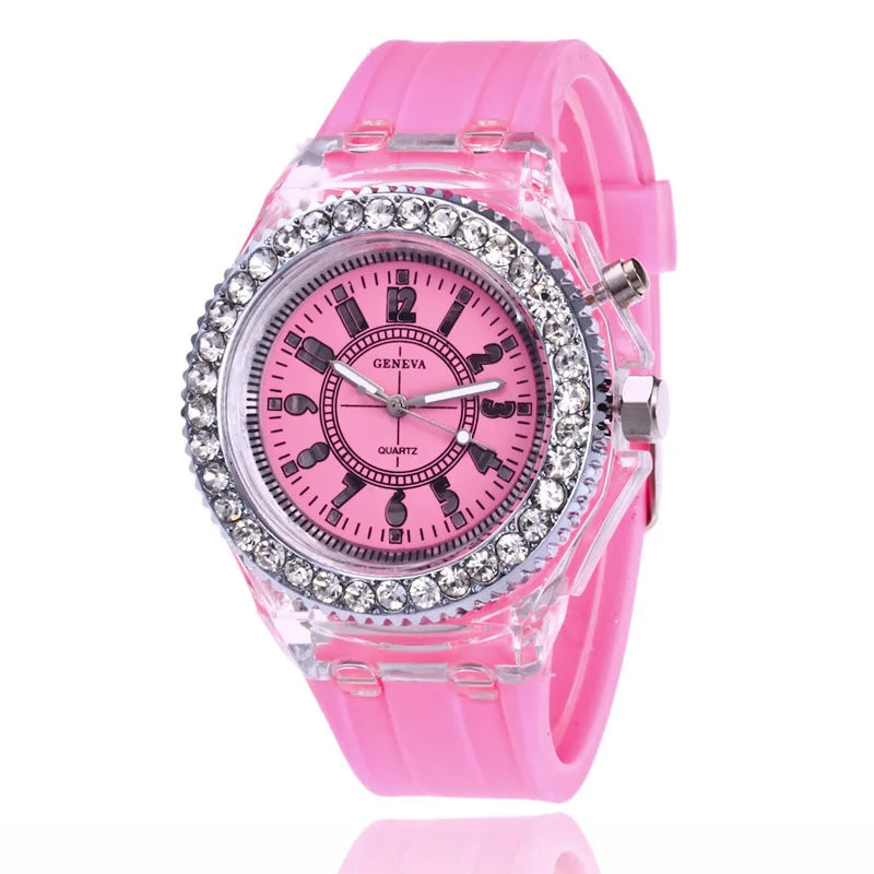 Reloj LED Infantil/Unisex – Silicona con Detalles de Brillo