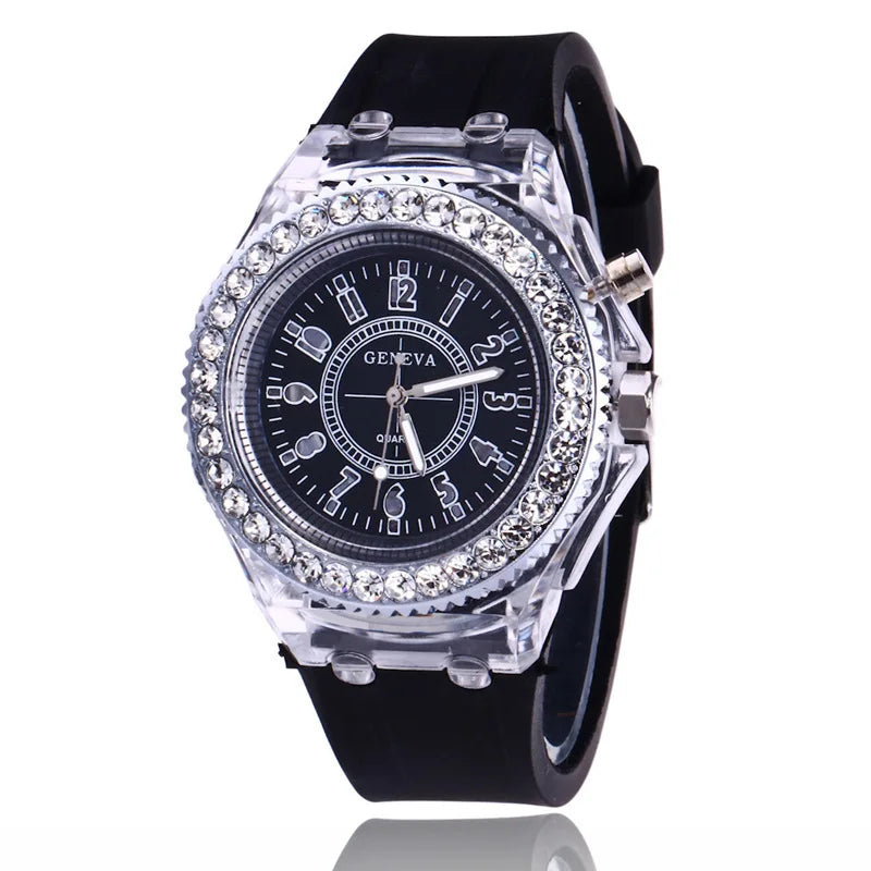 Reloj LED Infantil/Unisex – Silicona con Detalles de Brillo