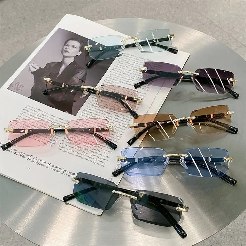 Gafas de Sol Rectangulares Sin Montura – Estilo Minimalista Unisex UV400