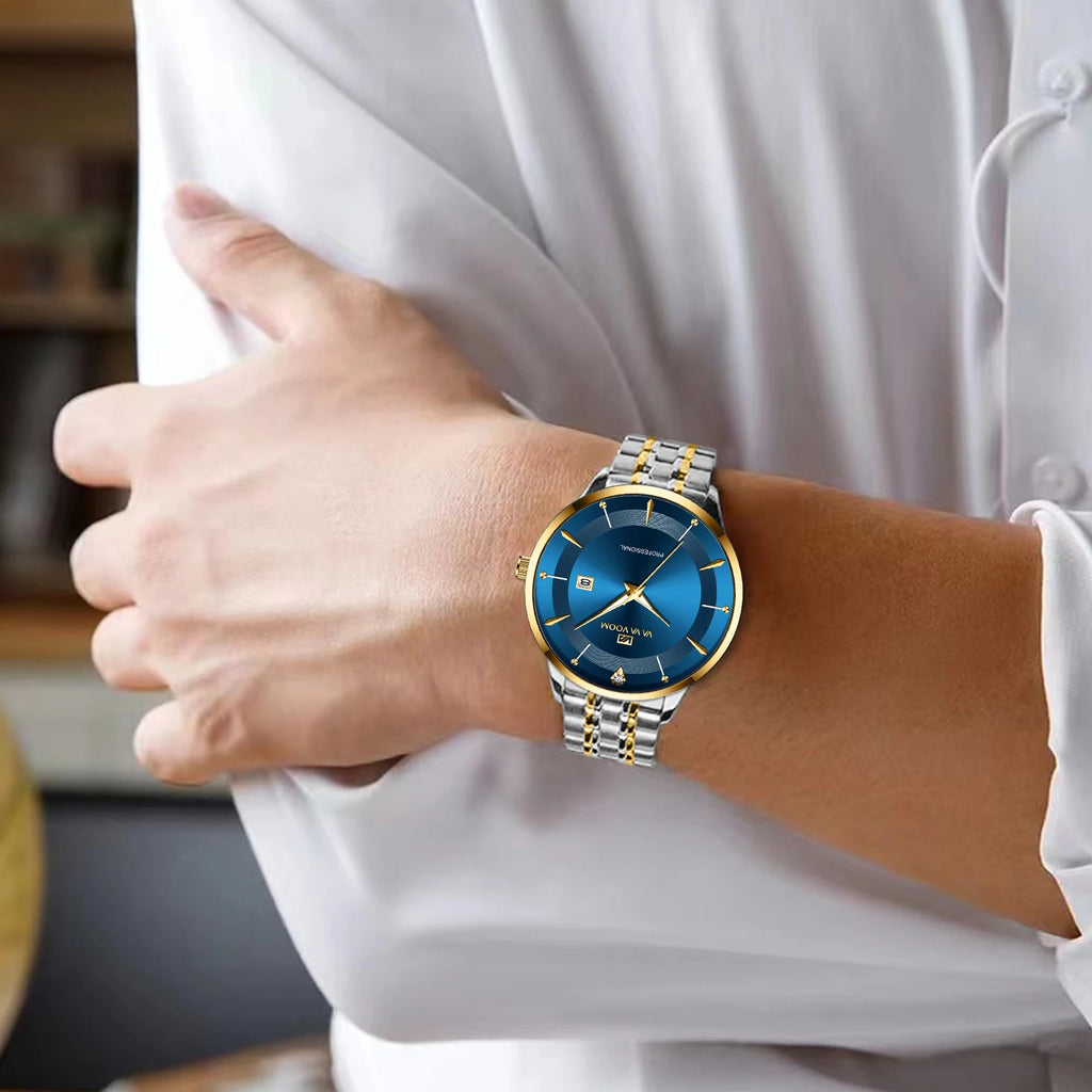 Reloj de Lujo para Hombre – Acero Inoxidable con Detalles en Cristal